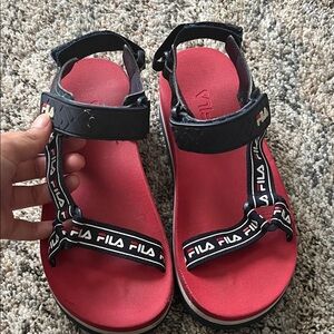 Fila Black and Red Strap Sandals